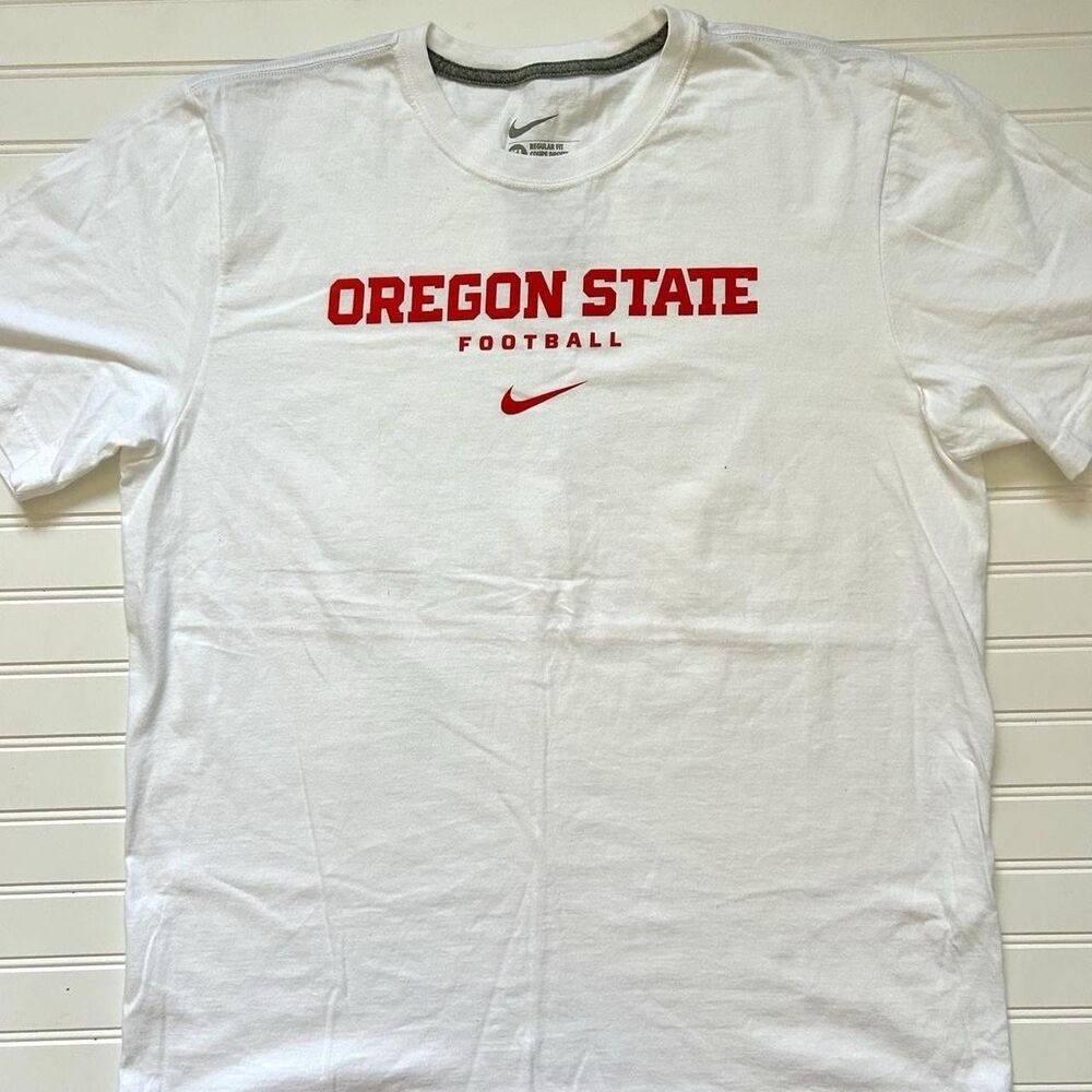 Oregon State University Beavers OSU Football T Shirt Nike Size XL White Cotton